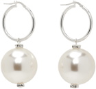 Magda Butrym Silver & White Mini Hoop Pearl Earrings