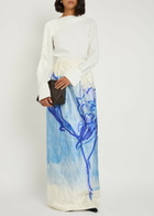 Erdem Printed Crinkled Satin Midi Skirt Multi Print