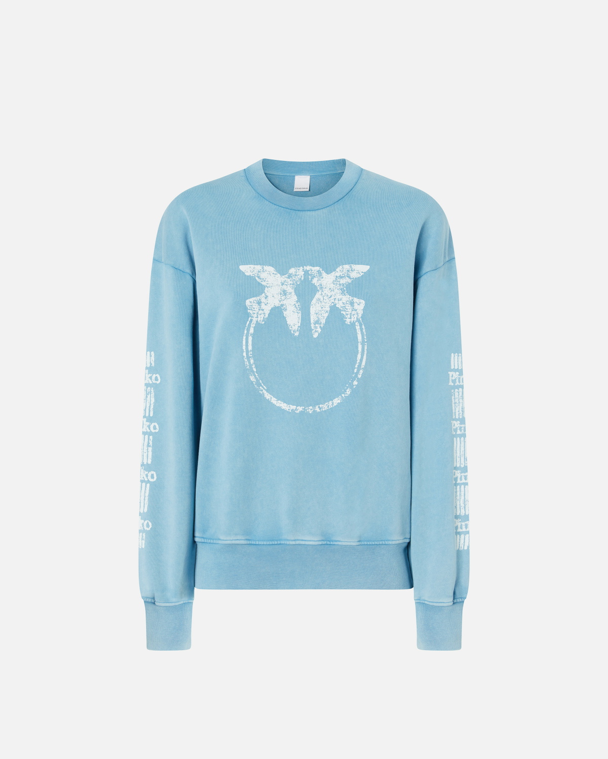 Pinko Cotton Sweatshirt With Logoed Sleeves Air Blue