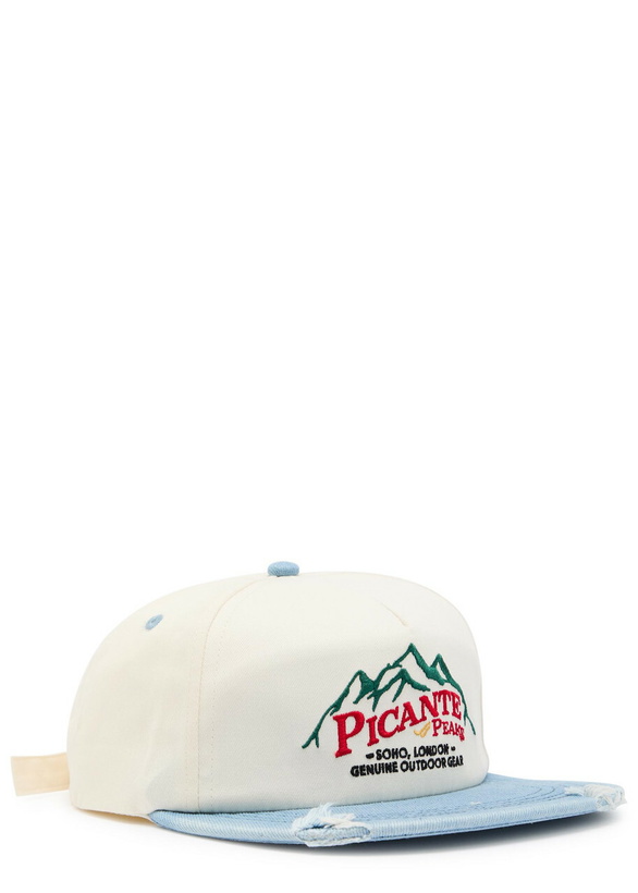Photo: Picante Peaks Crew Embroidered Cotton and Denim cap - Cream - One Size