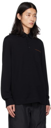 ZEGNA Black Spread Collar Polo