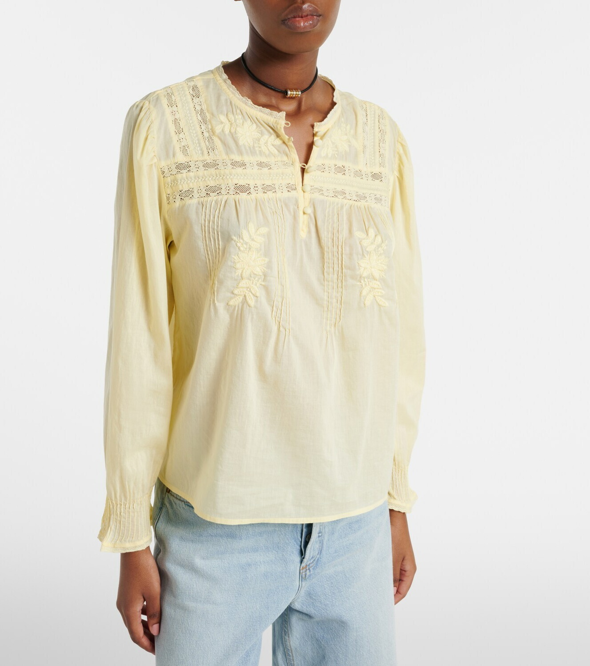 Velvet Byrdie lace-trimmed cotton blouse