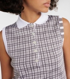 Thom Browne 4-Bar checked silk and cotton top