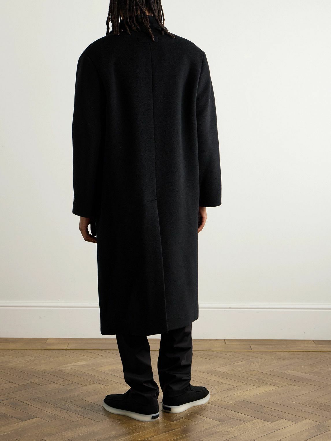 Fear of God - Oversized Double-Breasted Belted Melton Wool Overcoat - Black