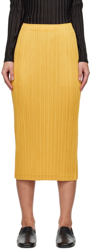 Photo: PLEATS PLEASE ISSEY MIYAKE Yellow Thicker Bottoms 1 Midi Skirt