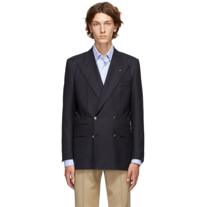 Photo: Husbands Navy Twill Double-Breasted Blazer