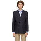 Husbands Navy Twill Double-Breasted Blazer
