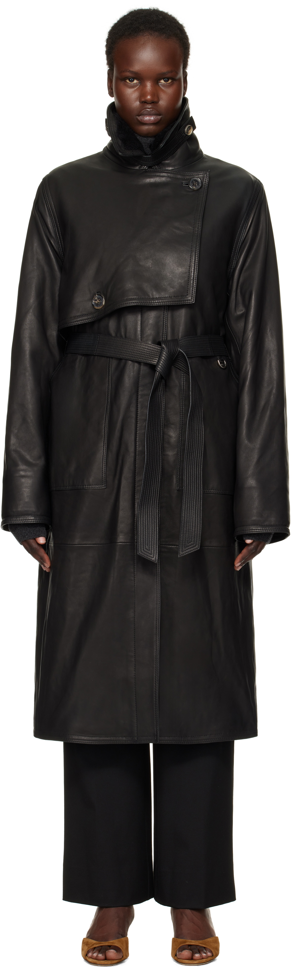 Saks Potts Black Sarit Leather Coat