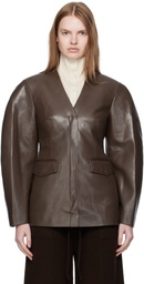 Nanushka Brown Erina Regenerated Leather Blazer