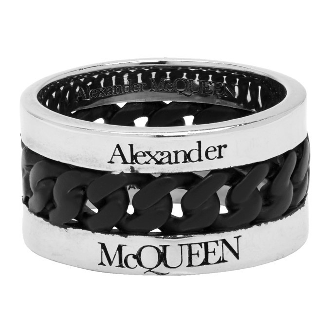 Photo: Alexander McQueen Silver and Black Chain Ring