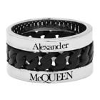 Alexander McQueen Silver and Black Chain Ring