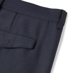 Caruso - Navy Slim-Fit Cropped Wool and Mohair-Blend Trousers - Blue