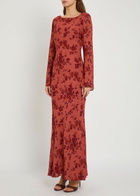 Reformation Esra Floral Chiffon Maxi Dress Red