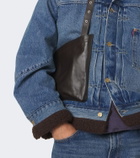 Sacai Leather-trimmed denim jacket