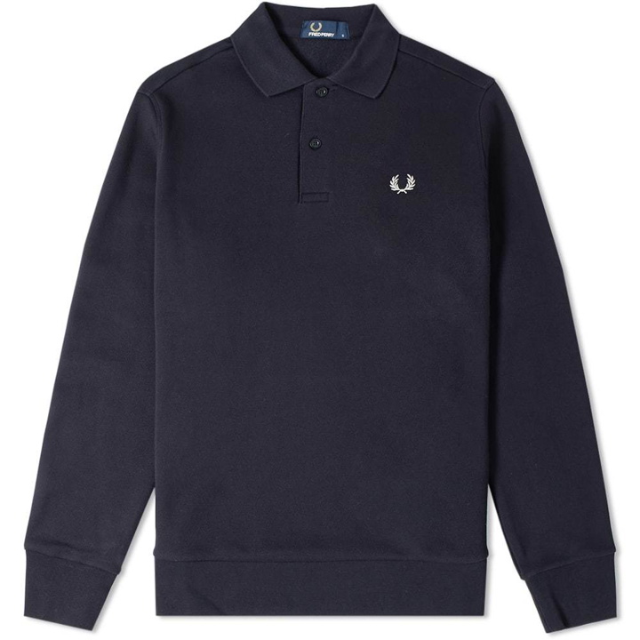 Photo: Fred Perry Long Sleeve Fleeceback Polo Navy