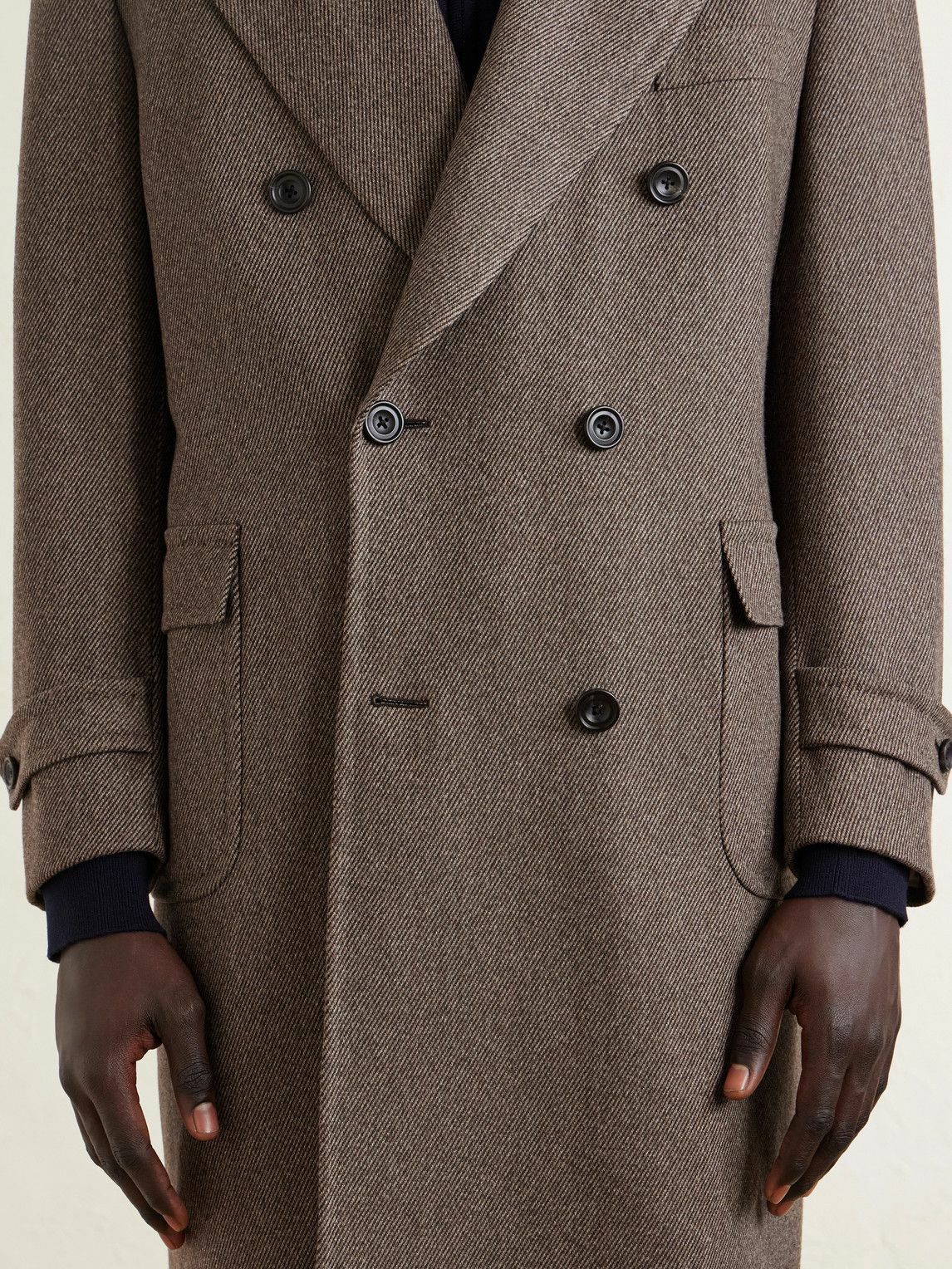 Thom Sweeney - Double-Breasted Wool-Twill Overcoat - Brown