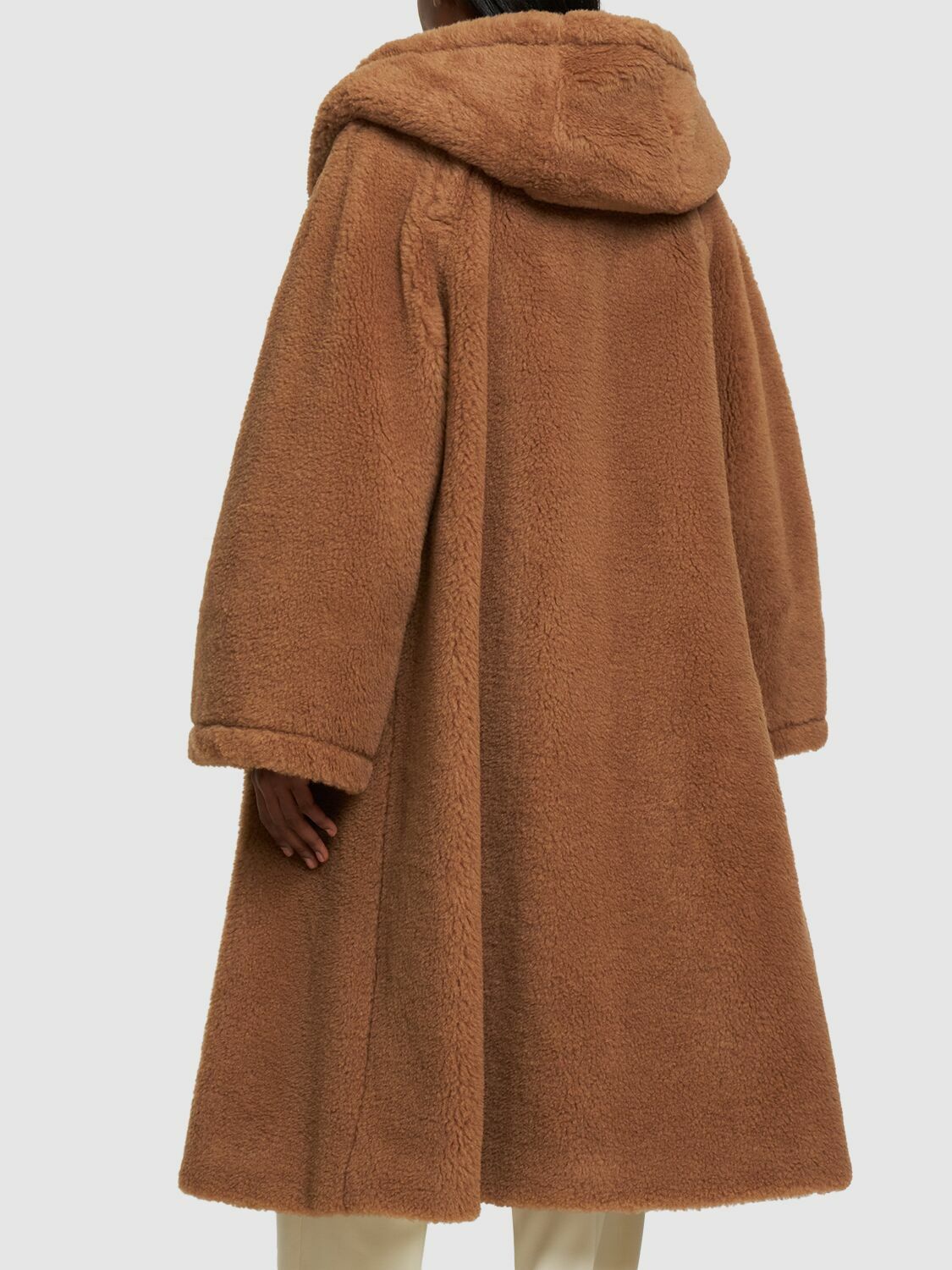 MAX MARA - Apogeo Camel & Silk Teddy Coat W/hood