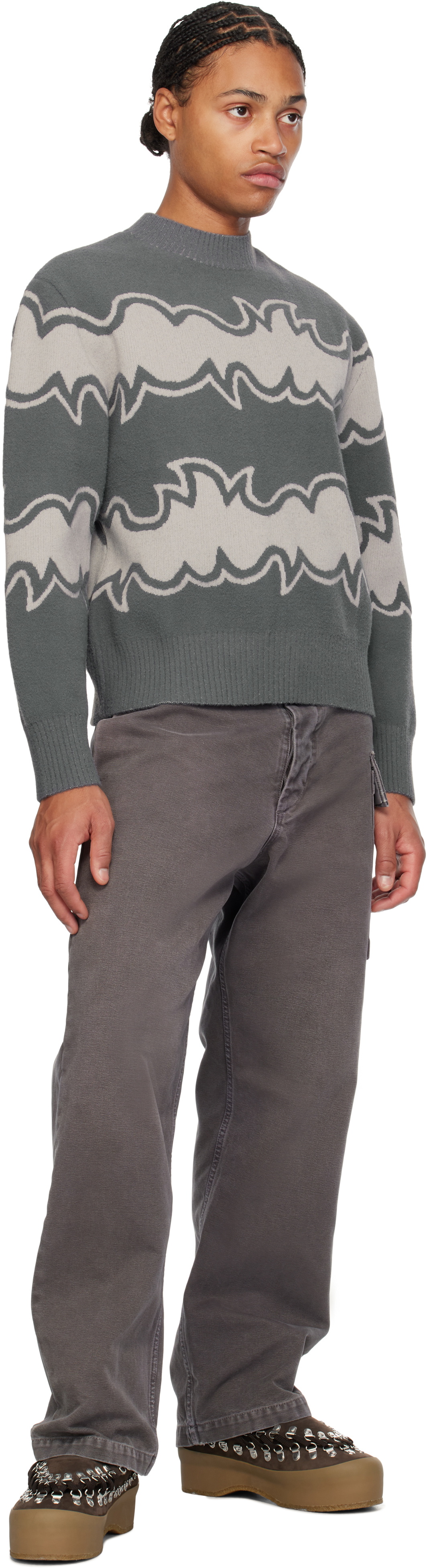 BLUEMARBLE Gray Jacquard Sweater