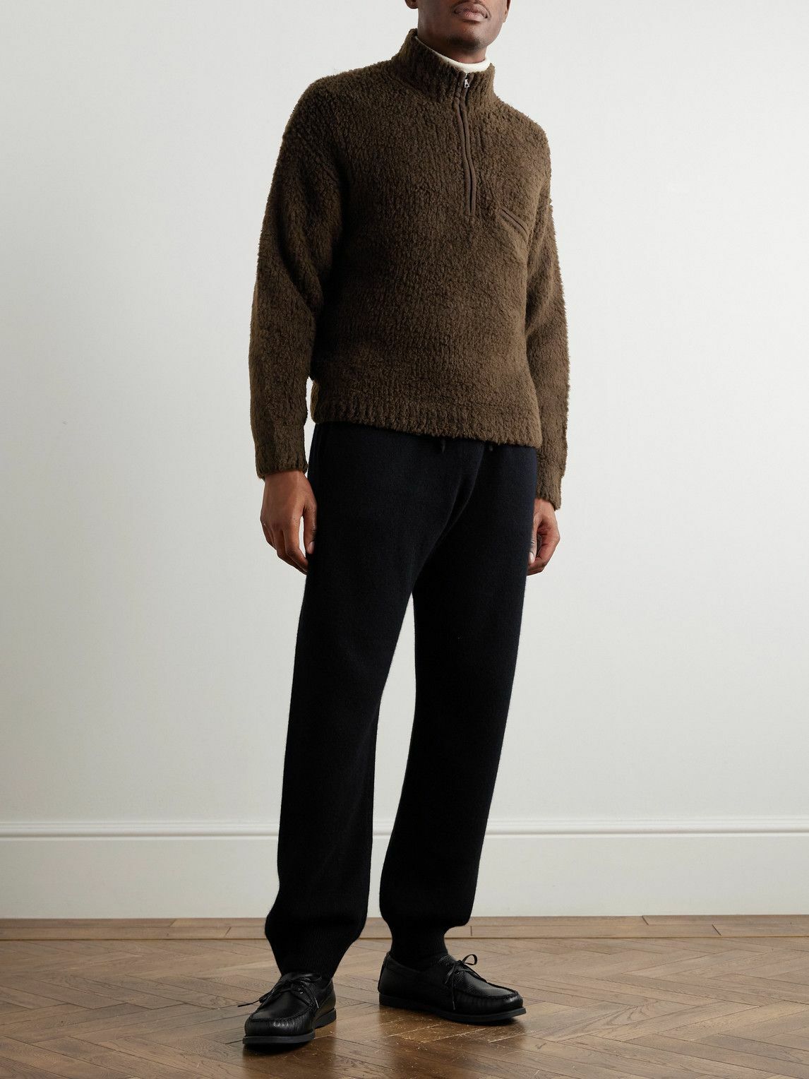 Auralee - Boa Wool-Blend Bouclé Half-Zip Sweater - Brown