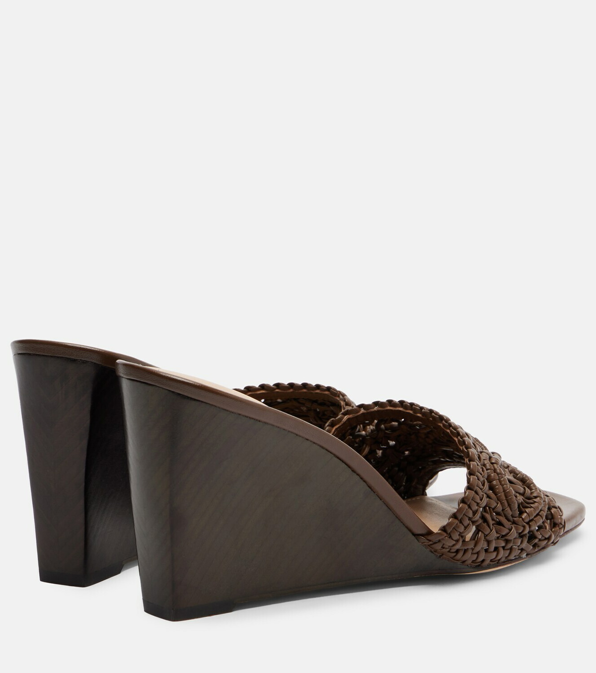 Veronica Beard Ellen macramé leather wedge mules