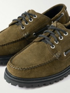 G.H. BASS - Ranger Camp Moc Leather-Trimmed Suede Boat Shoes - Green