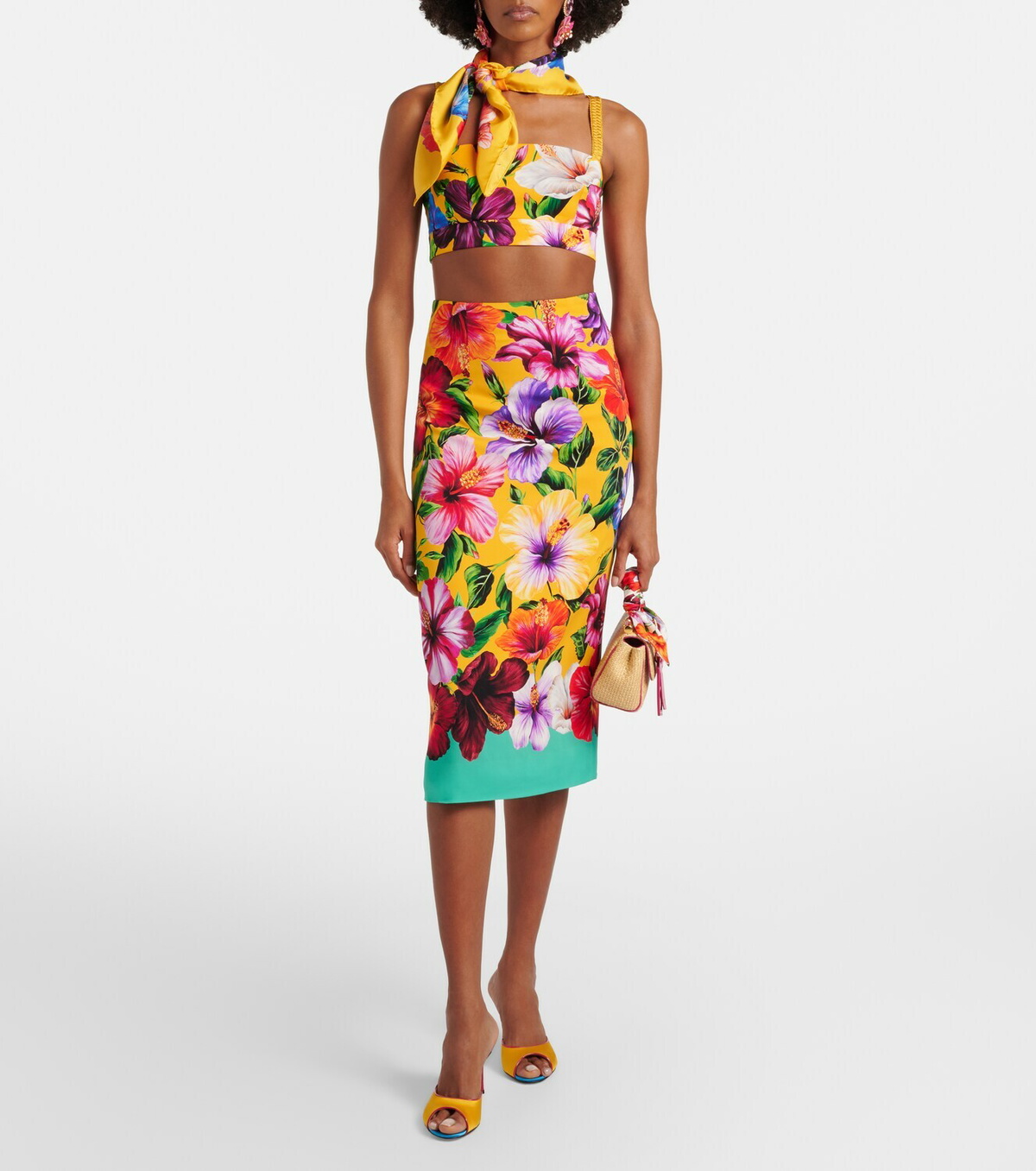 Dolce&Gabbana Floral silk-blend crop top