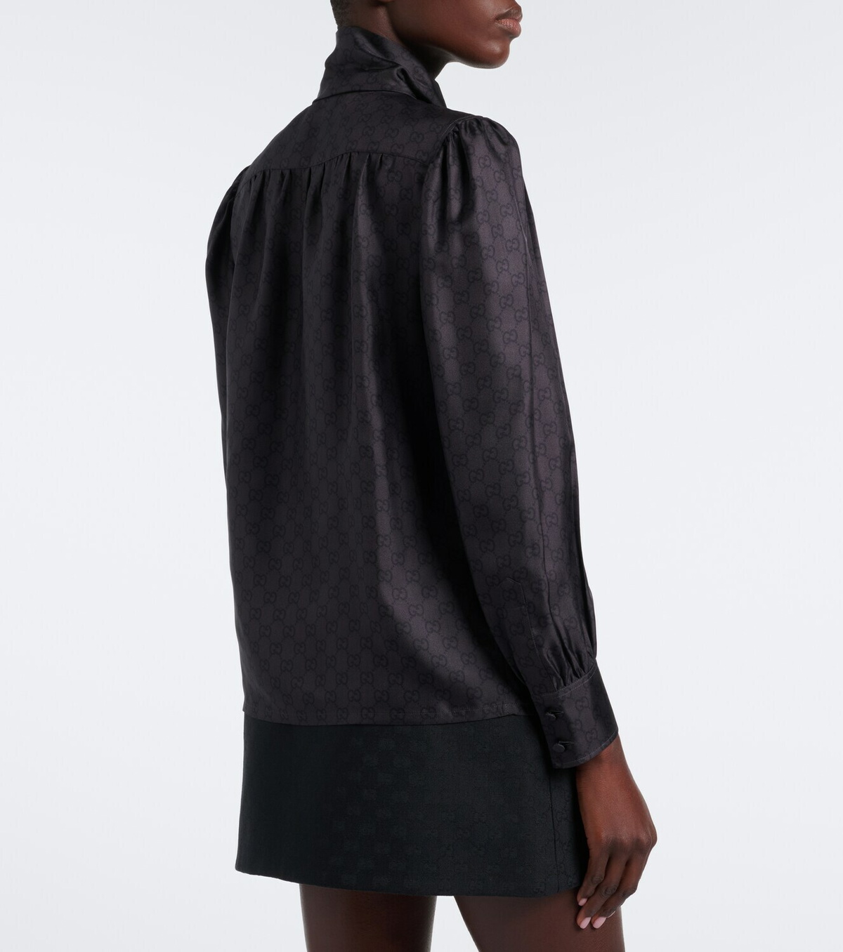 Gucci GG tie-neck silk twill blouse