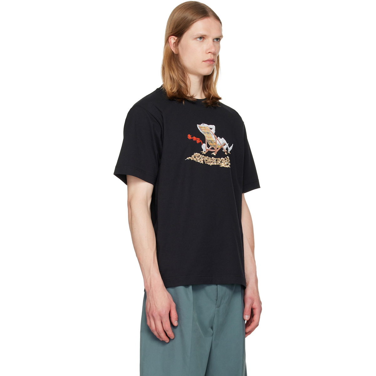Burberry Black Beach Knight Cotton T-shirt