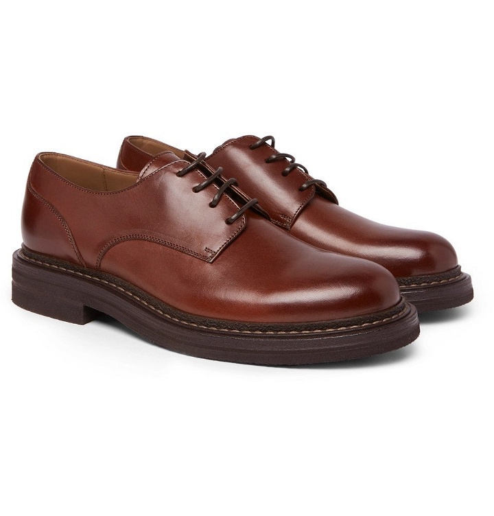 Photo: Brunello Cucinelli - Leather Derby Shoes - Men - Brown