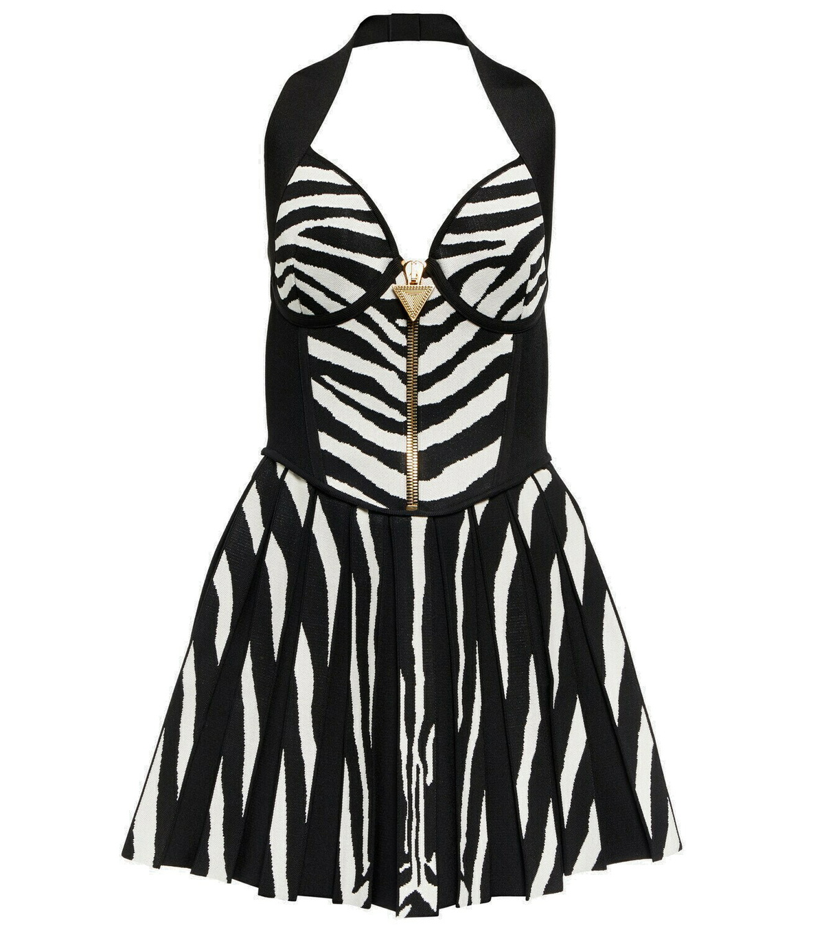 BALMAIN - High Waist Zebra Lurex Mini Skirt Balmain