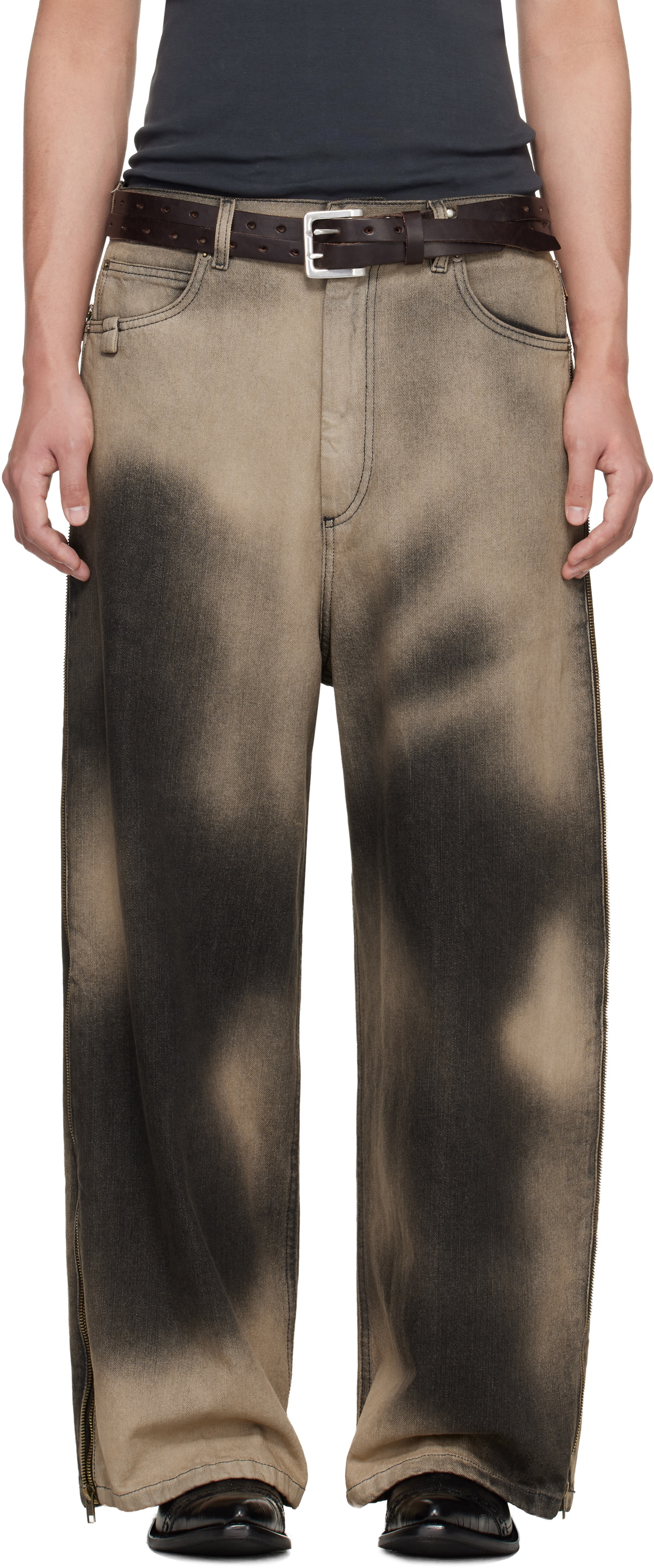 LU'U DAN Gray Side Zip Jeans