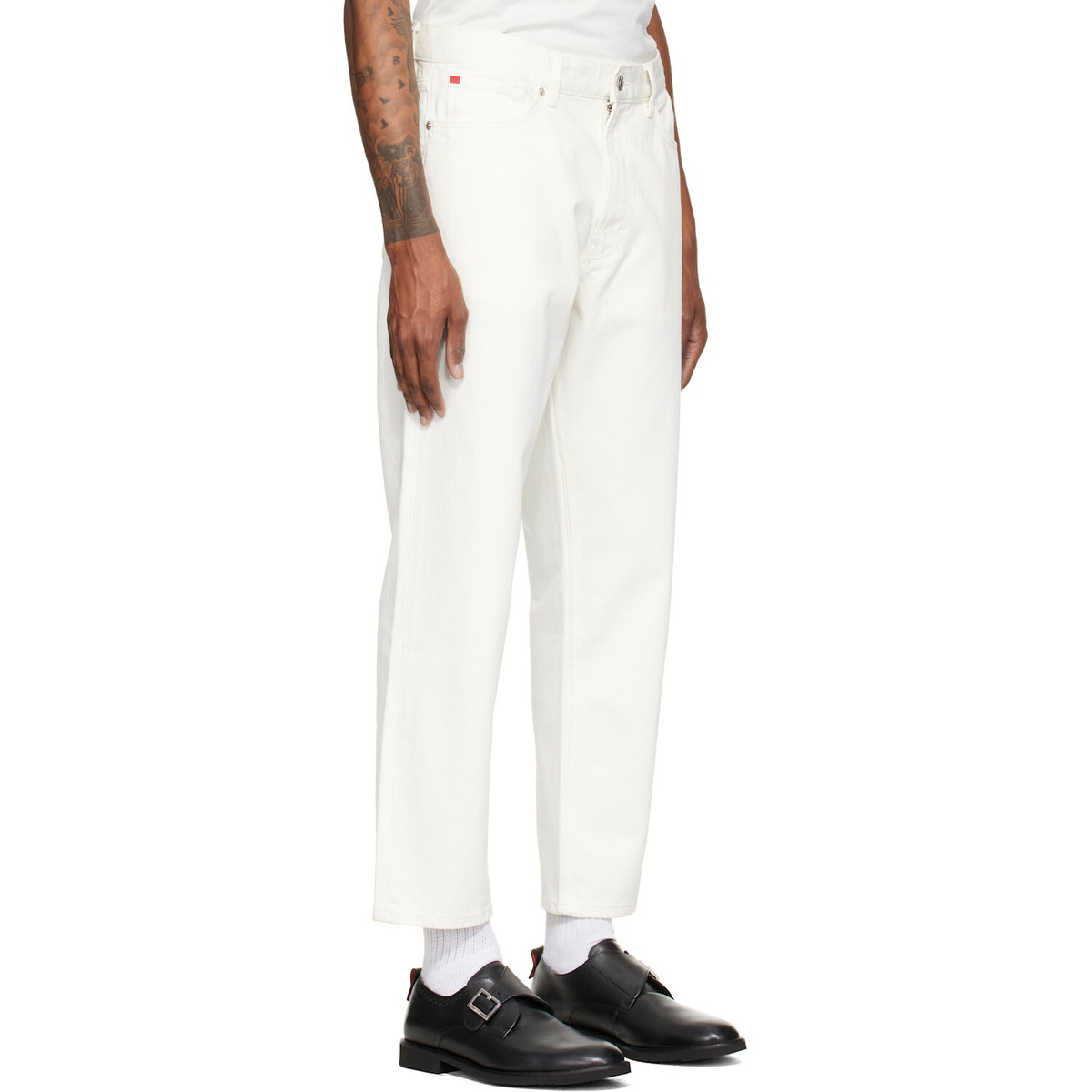 Hugo White Relaxed-Tapered-Fit Jeans