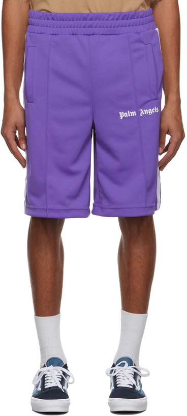 Photo: Palm Angels Purple Classic Track Shorts