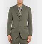 Beams F - Army-Green Slim-Fit Cotton-Twill Suit Jacket - Men - Army green