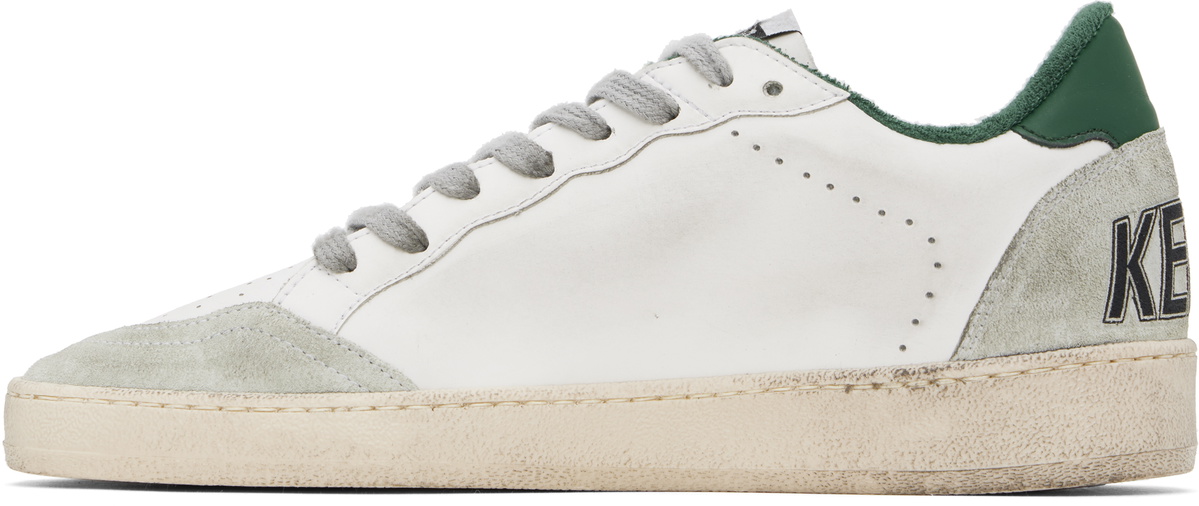 Golden Goose White & Green Ball Star Sneakers