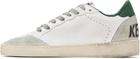 Golden Goose White & Green Ball Star Sneakers