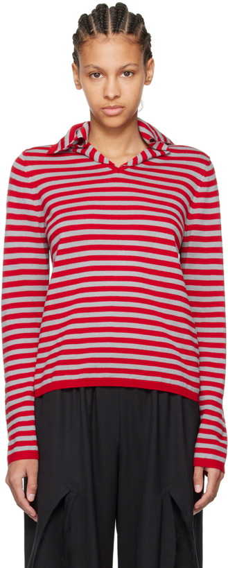 Photo: Comme des Garçons Girl Red & Gray Striped Sweater
