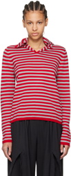 Comme des Garçons Girl Red & Gray Striped Sweater