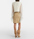 Balmain Belted cotton gabardine midi skirt
