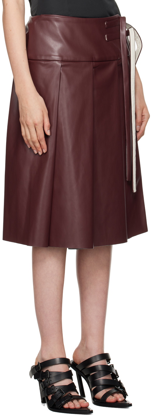 Renaissance Renaissance Burgundy Linda Faux-Leather Midi Skirt