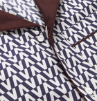 Valentino - Camp-Collar Printed Cotton-Poplin Shirt - Men - Navy