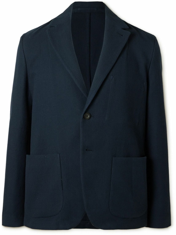 Photo: Mr P. - Unstructured Waffle-Knit Organic Cotton Suit Jacket - Blue