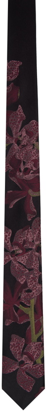 Photo: Dries Van Noten Black & Burgundy Floral Tie