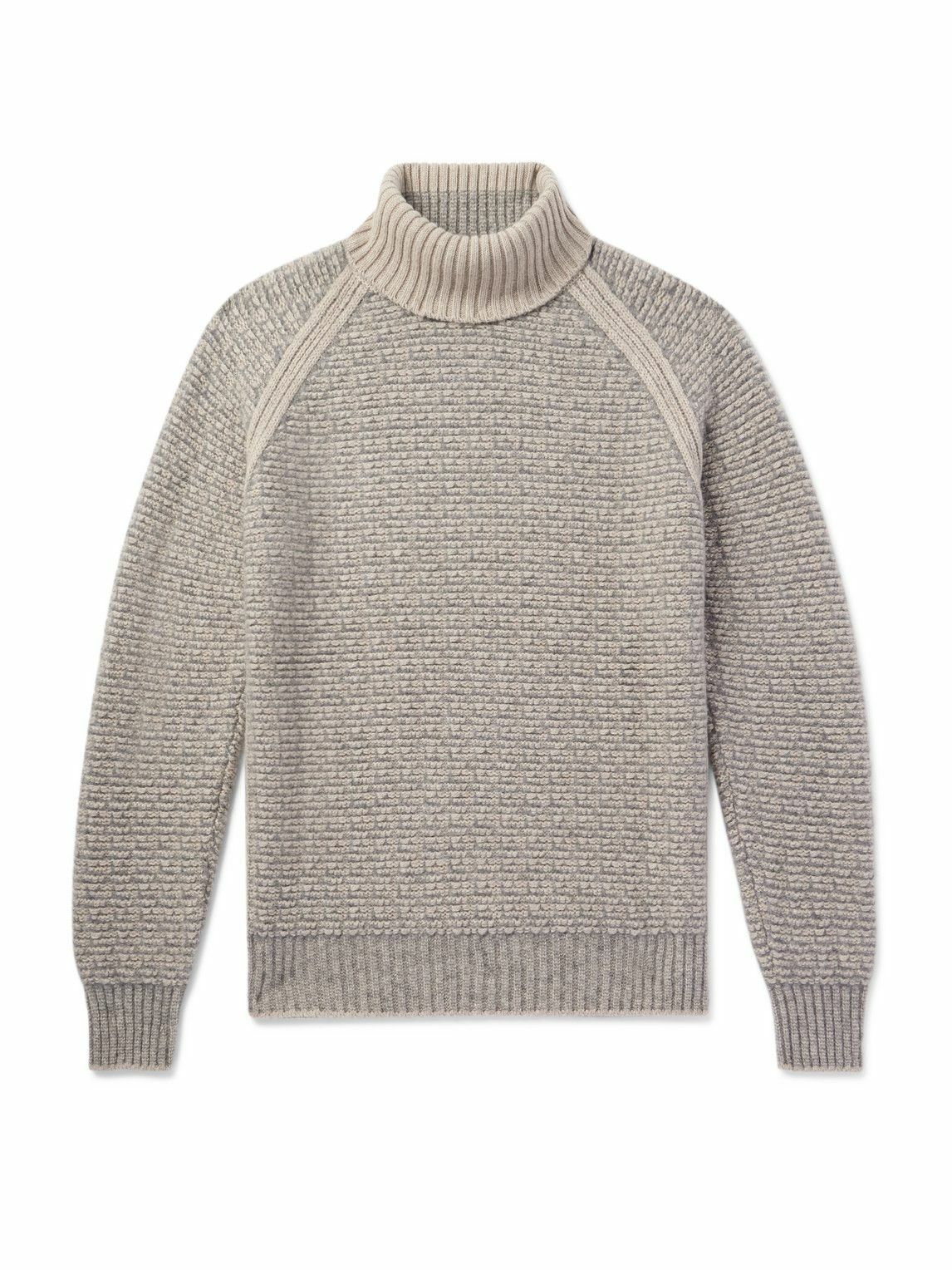 Zegna - Ribbed Cashmere and Silk-Blend Rollneck Sweater - Brown Zegna