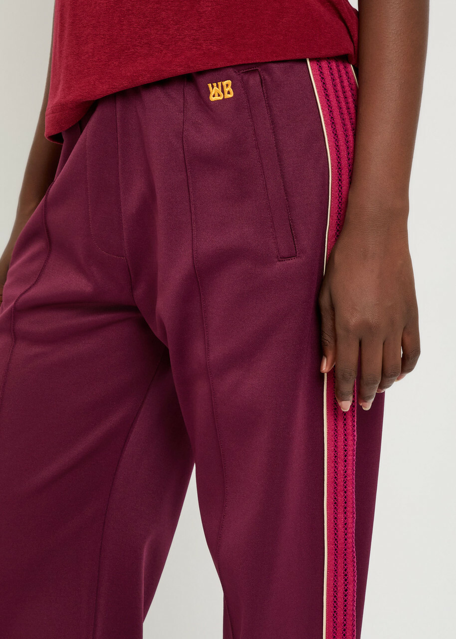 Wales Bonner Mantra Panelled Satin-jersey Track Pants Burgundy