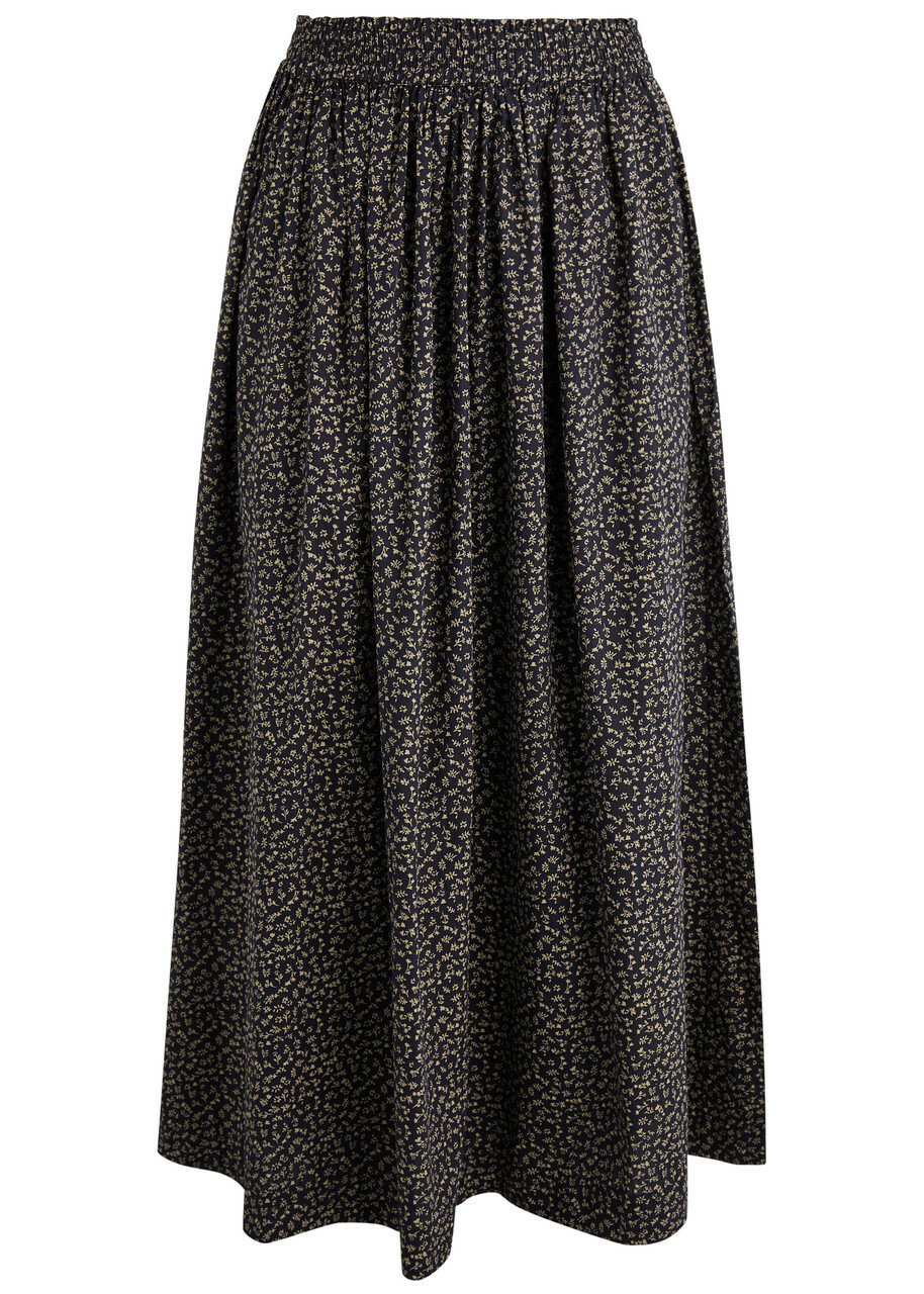 Floral Print Cotton Midi Skirt: Summer thru Fall with Pockets main image 1