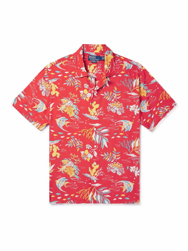 Photo: Polo Ralph Lauren - Convertible-Collar Printed Voile Shirt - Red