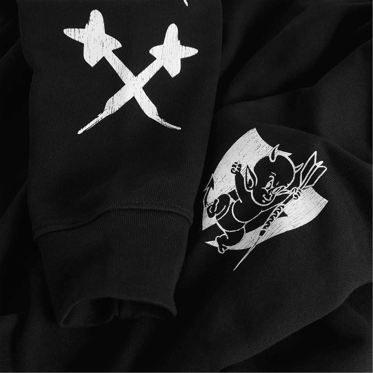 END. Devils Darts Team Zip-Hoodie in Washed Black