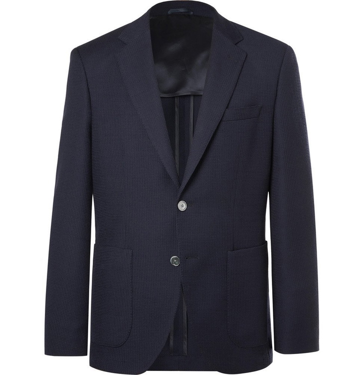 Photo: Hugo Boss - Navy Janson Waffle-Knit Virgin Wool Blazer - Navy