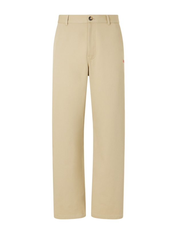 Photo: LOEWE - Logo-Embroidered Wide-Leg Cotton-Blend Drill Trousers - Neutrals